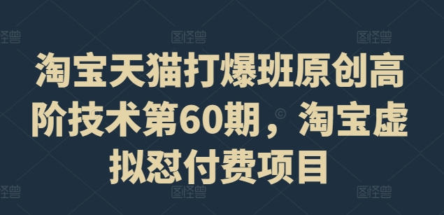 淘宝天猫打爆班原创高阶技术第60期，淘宝虚拟怼付费项目_泡桐学堂