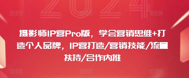 摄影师IP营Pro版，学会营销思维+打造个人品牌，IP营打造/营销技能/流量扶持/合作内推_泡桐学堂