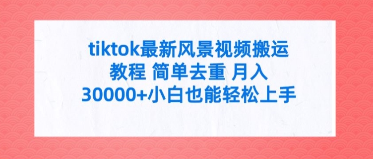 tiktok最新风景视频搬运教程 简单去重 月入3W+小白也能轻松上手【揭秘】_泡桐学堂