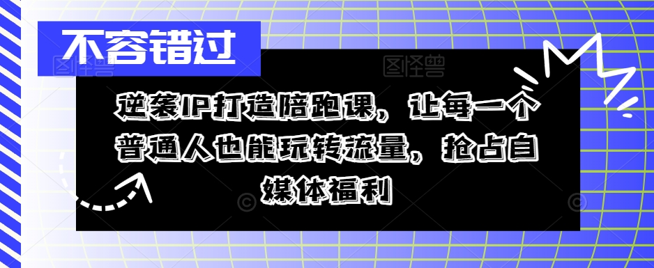 逆袭IP打造陪跑课，让每一个普通人也能玩转流量，抢占自媒体福利_泡桐学堂
