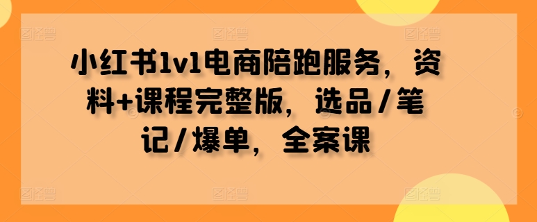 小红书1v1电商陪跑服务，资料+课程完整版，选品/笔记/爆单，全案课_泡桐学堂