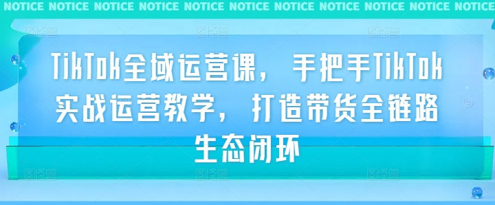 TikTok全域运营课，手把手TikTok实战运营教学，打造带货全链路生态闭环_泡桐学堂