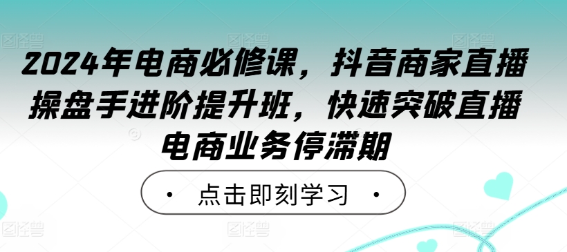 2024年电商必修课，抖音商家直播操盘手进阶提升班，快速突破直播电商业务停滞期_泡桐学堂
