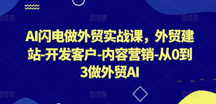 AI闪电做外贸实战课，​外贸建站-开发客户-内容营销-从0到3做外贸AI（更新）_泡桐学堂