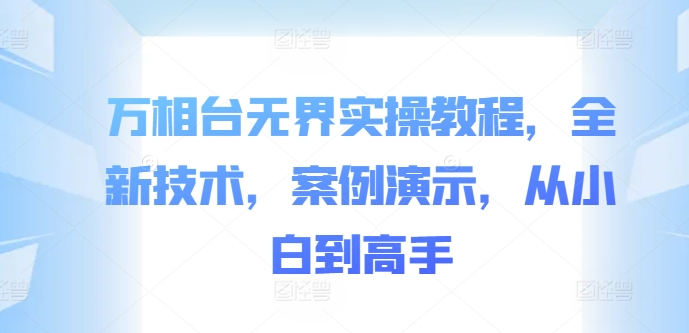 万相台无界实操教程，全新技术，案例演示，从小白到高手_泡桐学堂