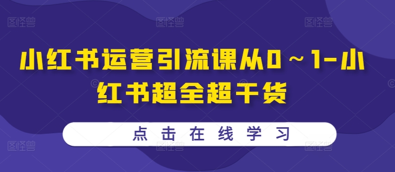 小红书运营引流课从0～1-小红书超全超干货_泡桐学堂