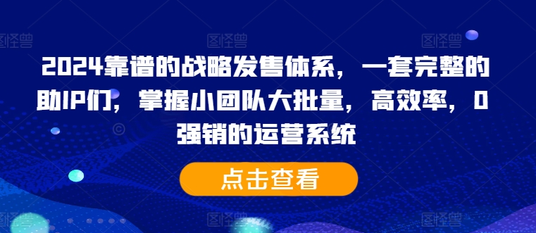 2024靠谱的战略发售体系，一套完整的助IP们，掌握小团队大批量，高效率，0 强销的运营系统_泡桐学堂