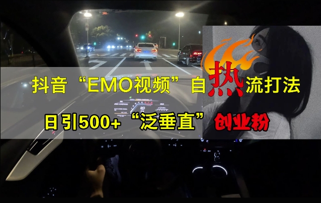 抖音EMO视频自热打法，日引500+“泛垂直”创业粉_泡桐学堂