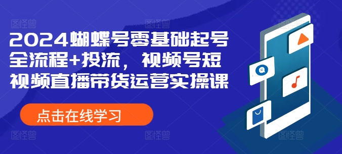 2024蝴蝶号零基础起号全流程+投流，视频号短视频直播带货运营实操课_泡桐学堂