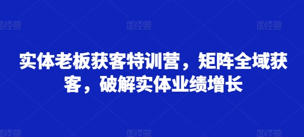 实体老板获客特训营，矩阵全域获客，破解实体业绩增长_泡桐学堂