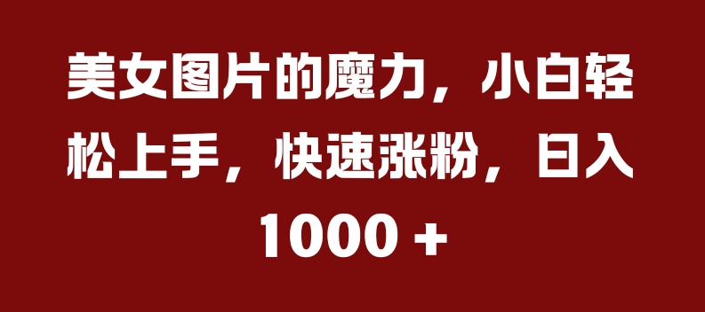 美女图片的魔力，小白轻松上手，快速涨粉，日入几张【揭秘】_泡桐学堂