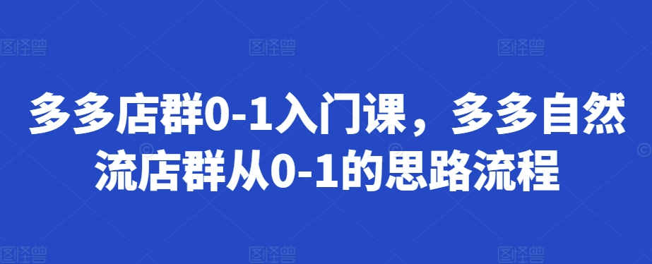 多多店群0-1入门课，多多自然流店群从0-1的思路流程_泡桐学堂