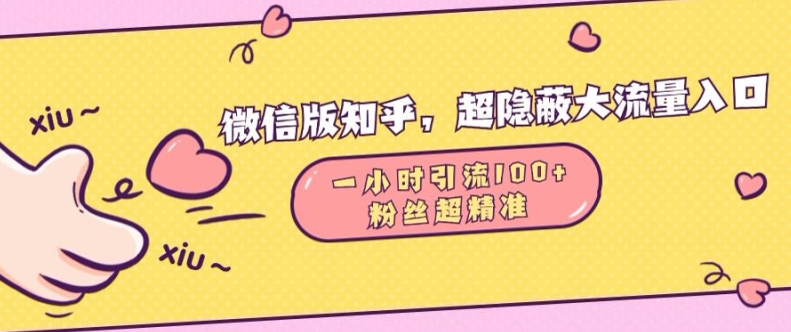 微信版知乎，超隐蔽流量入口1小时引流100人，粉丝质量超高【揭秘】_泡桐学堂