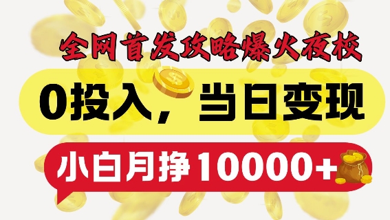 全网首发爆火夜校，0投入，当日变现，小白轻松月入1w+【揭秘】_泡桐学堂