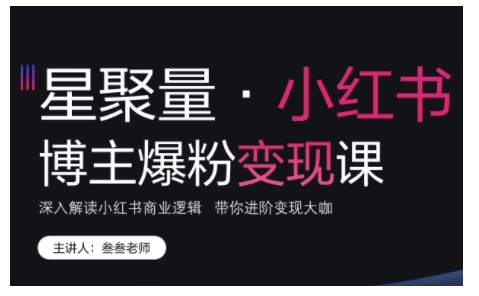小红书博主爆粉变现课，深入解读小红书商业逻辑，带你进阶变现大咖_泡桐学堂