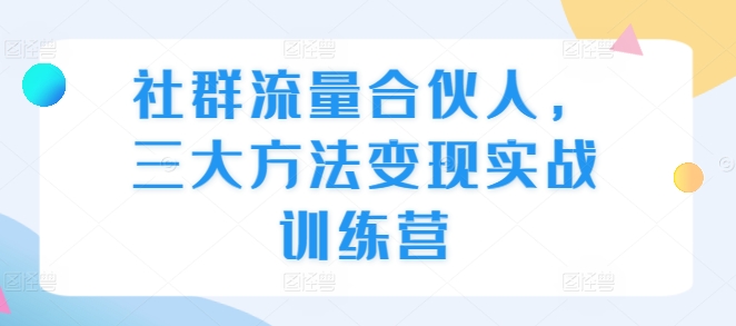 社群流量合伙人，三大方法变现实战训练营_泡桐学堂