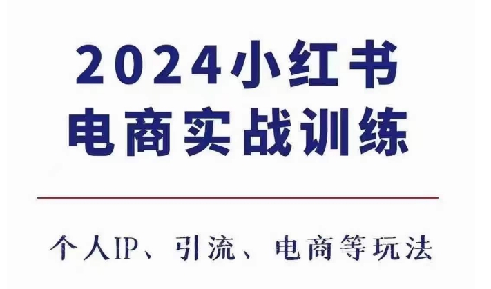 2024小红书电商3.0实战训练，包含个人IP、引流、电商等玩法_泡桐学堂
