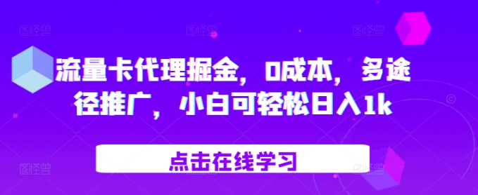 流量卡代理掘金，0成本，多途径推广，小白可轻松日入1k_泡桐学堂