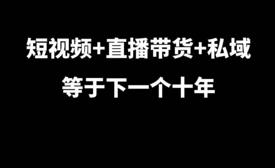 短视频+直播带货+私域等于下一个十年，大佬7年实战经验总结_泡桐学堂