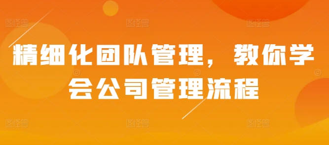 精细化团队管理，教你学会公司管理流程_泡桐学堂