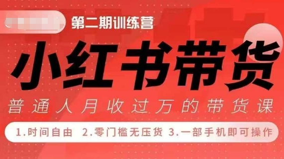 小Red书带货42天训练营 2.0版，宝妈+自由职+上班族+大学生，提高副业收入的大红利项目_泡桐学堂