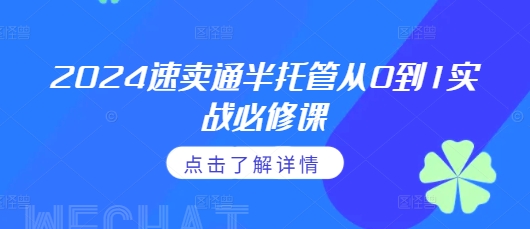 2024速卖通半托管从0到1实战必修课，掌握通投广告打法、熟悉速卖通半托管的政策细节_泡桐学堂