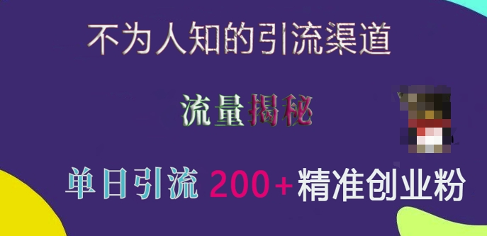 不为人知的引流渠道，流量揭秘，实测单日引流200+精准创业粉【揭秘】_泡桐学堂