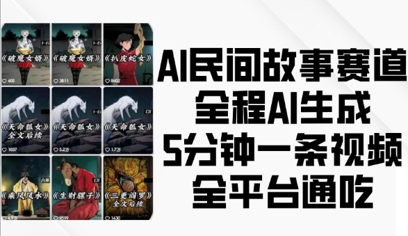 AI民间故事赛道，全程AI生成5分钟一条视频，全平台通吃_泡桐学堂