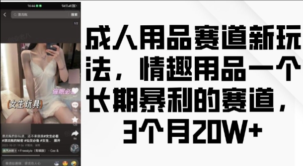成人用品赛道新玩法，情趣用品一个长期暴利的赛道，3个月收益20个【揭秘】_泡桐学堂