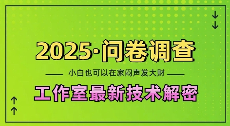 2025问卷调查最新工作室技术解密：一个人在家也可以闷声发大财，小白一天2张，可矩阵放大【揭秘】_泡桐学堂