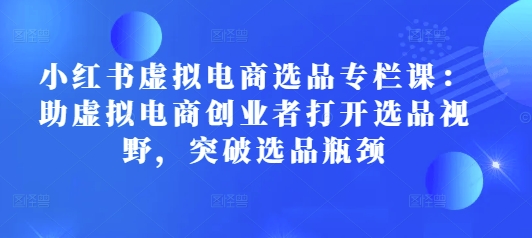 小红书虚拟电商选品专栏课：助虚拟电商创业者打开选品视野，突破选品瓶颈_泡桐学堂