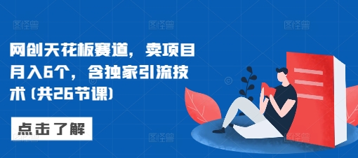 网创天花板赛道，卖项目月入6个，含独家引流技术(共26节课)_泡桐学堂