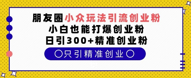 朋友圈小众玩法引流创业粉，小白也能打爆创业粉，日引300+精准创业粉【揭秘】_泡桐学堂