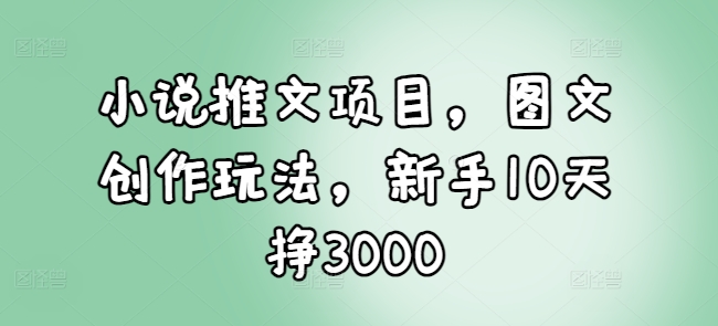 小说推文项目，图文创作玩法，新手10天挣3000_泡桐学堂
