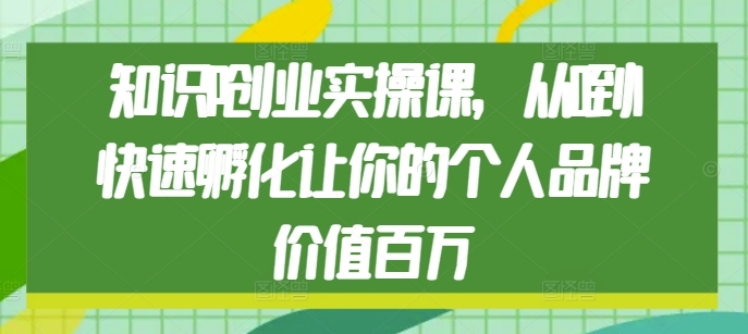 知识IP创业实操课，从0到1快速孵化让你的个人品牌价值百万_泡桐学堂