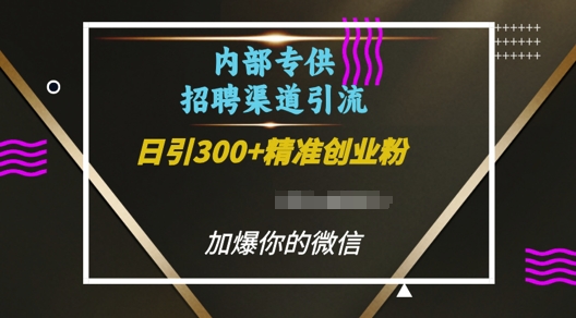 内部招聘渠道日引流300+创业粉，加爆你的微信【揭秘】_泡桐学堂