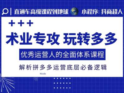 术业专攻玩转多多，优秀运营人的全面体系课程，解析拼多多运营底层必备逻辑_泡桐学堂