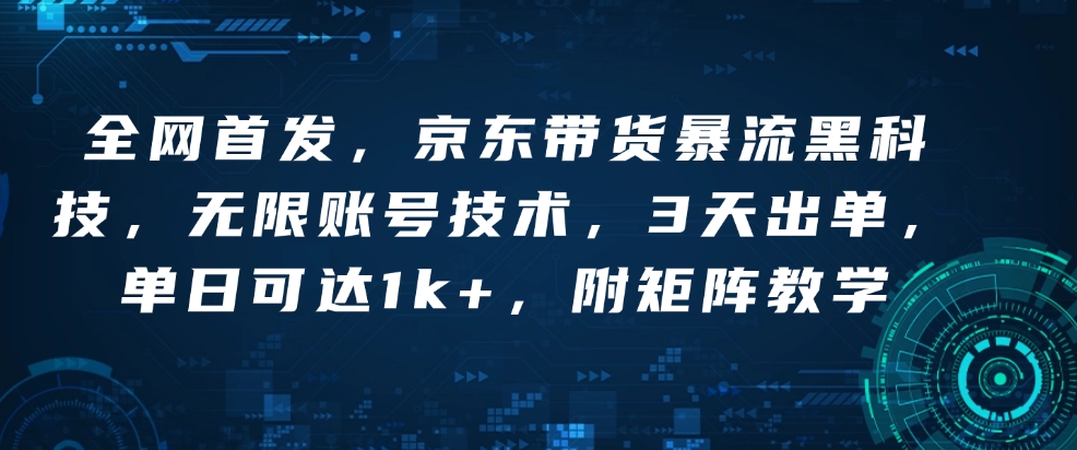 全网首发，京东带货暴流黑科技，无限账号技术，3天出单，单日可达1k+，附矩阵教学【揭秘】_泡桐学堂