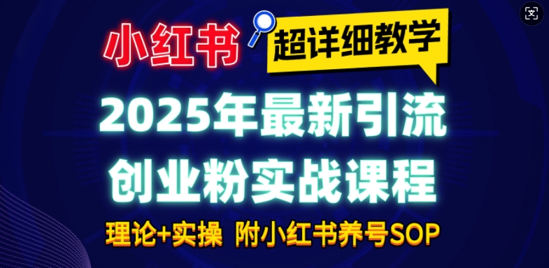 2025年最新小红书引流创业粉实战课程【超详细教学】小白轻松上手，月入1W+，附小红书养号SOP_泡桐学堂