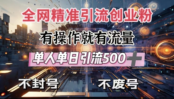 全网独家引流创业粉，有操作就有流量，单人单日引流500+，不封号、不费号_泡桐学堂