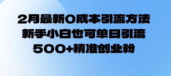 2月最新0成本引流方法，新手小白也可单日引流500+精准创业粉_泡桐学堂
