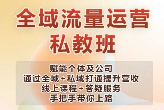 全域流量运营操盘课，赋能个体及公司通过全域+私域打通提升营收_泡桐学堂