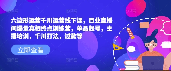 六边形运营千川运营线下课，百业直播间爆量真相终点训练营，单品起号，主播培训，千川打法，过款等_泡桐学堂