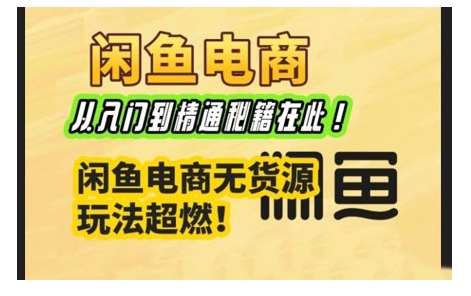 闲鱼电商实战课，从入门到精通秘籍在此，闲鱼电商无货源玩法超燃!_泡桐学堂