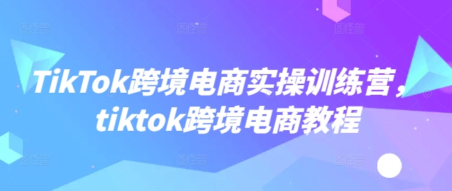 TikTok跨境电商实操训练营，tiktok跨境电商教程_泡桐学堂