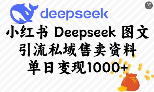 小红书Deepseek图文引流私域售卖资料，单日变现多张_泡桐学堂