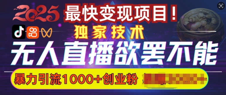 欲罢不能的无人直播引流，超暴力日引流1000+高质量精准创业粉_泡桐学堂