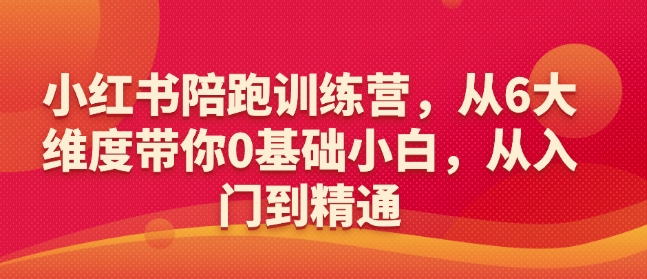 小红书陪跑训练营，从6大维度带你0基础小白，从入门到精通_泡桐学堂