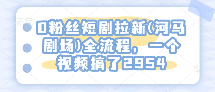 0粉丝短剧拉新(河马剧场)全流程，一个视频搞了2954_泡桐学堂