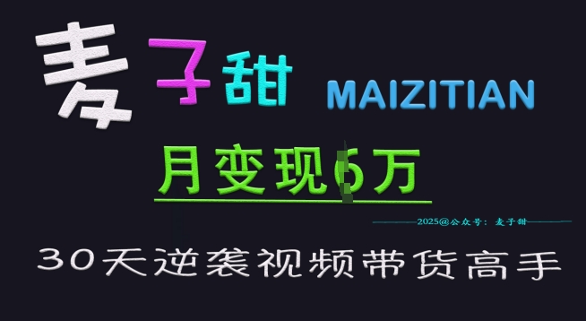 麦子甜30天逆袭视频带货高手，单月变现6W加特训营_泡桐学堂